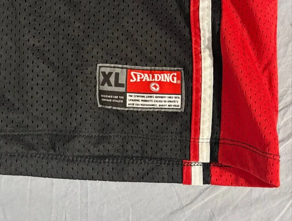 Vintage 90s Spalding Basketball Jersey Men’s XL Red Black Athletic FLAW